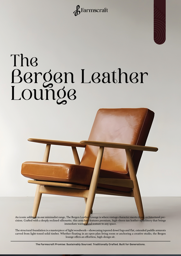 Bergen Leather Lounge Chair - Premium Full Grain Leather