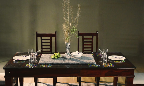 CaneCraft Dining Set - Solid Wood with Natural Cane Chairs
